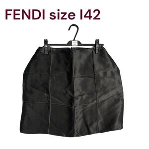 フェンディ　シルク厚手オーガンジー　モード系　ミニスカート　42　M4H364　FENDI 　絹　黒　ブラック