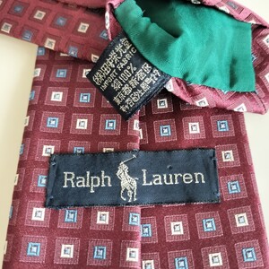 RALPH LAUREN（ ラルフローレン)赤青白マイクロスクエアネクタイ