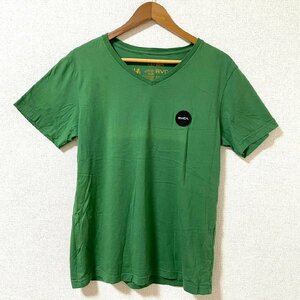 (^w^)b ルーカ 半袖 Tシャツ グリーン RVCA Artist Network Program ANP コットン100％ ブランド ワッペン 無地 シンプル ワンポイント S