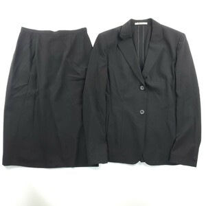 ◇a 【美品】 アクアスキュータム Aquascutum スーツ セットアップ 9サイズ 婦人服 ジャケット / バックスリット スカート 黒 ブラック