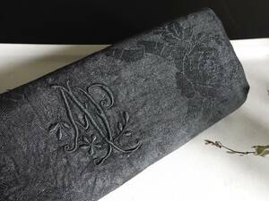 1900年初期 フランス テーブル ナプキン 立体 イニシャル 刺繍 モノグラム ナプキン モノグラム アンティーク