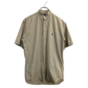 RALPH LAUREN 半袖シャツ XSサイズ ラルフローレン ノーカラーシャツ ベージュ コットン 古着卸 アメリカ仕入 t2410-3231