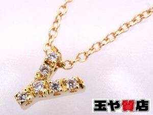 ポンテヴェキオ Ponte Vecchio ダイヤ0.03ct アルファベット Yモチーフ ネックレス 750 K18YG