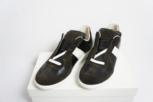 新品 正規17SS Maison Margiela メゾン マルジェラ ジャーマントレーナー スニーカー S57WS0134 サイズ40 本物 茶黒白1031O▲