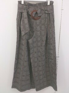 ◇ ◎ natural couture ナチュラルクチュール ベルト付 千鳥格子 チェック パンツ サイズF グレージュ系 レディース