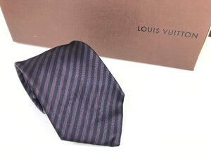 ルイ・ヴィトン　Louis　Vuitton　シルクネクタイ　パターン総柄　斜めストライプ　パープル/ブラック/グレー　YNT-979