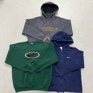 ● 90s ヴィンテージ NIKE ナイキ 3点 まとめ売り トップス パーカー スウェット ロゴ 刺繍 USA製含 サイズMIX メンズ レディース 1.69kg