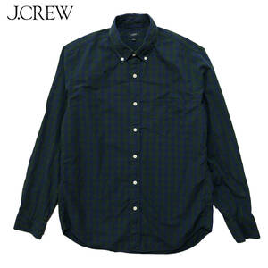 【期間限定SALE】USA 古着 長袖 シャツ J,CREW ネイビー 紺 メンズMサイズ ボタンダウン チェック柄 シンプル 古着卸 激安 BG0156