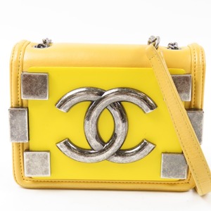 96077★1円スタート★CHANEL シャネル 綺麗 レゴボーイ デカココマーク チェーンショルダーバッグ ショルダーバッグ ラムスキン イエロー