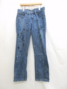 LAUREN RALPH LAUREN ローレン ラルフローレン ペイントデザインジーンズ 牛仔?　Jeans 00 150/66A 綿100%