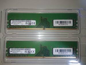 Micron DDR4-2666V　MTA8ATF1G64AZ-2G6E1 PC4-21300U　8GB×2（16GB）デスクトップ メモリ