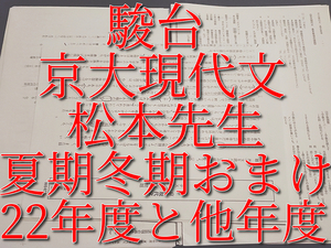 駿台　22年度最新版　夏期・冬期　京大現代文　松本孝子先生　プリント・板書・他年度おまけ　上位クラス　鉄緑会　河合塾　東進　SEG　Z会