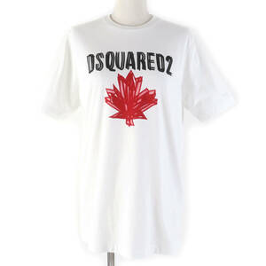 極美品☆DSQUARED2 ディースクエアード 21SS S75GD0156 コットン ロゴ入り ショートスリーブ 半袖Ｔシャツ ホワイト M 正規品 レディース