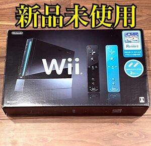 〈新品未使用・美品〉ニンテンドー Wii 本体 RVL-001 クロ（黒・ブラック） Wiiリモコンプラス 2個 Wiiスポーツリゾート NINTENDO ウィー