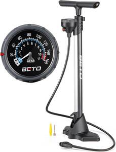 BETO 自転車 空気入れ 仏式/英式 米式 大型ゲージ付き 160psi/11bar ロードバイク/クロスバイク/シティサイクル