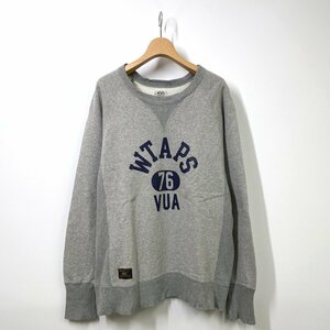 WTAPS ダブルタップス DESIGN CREW NECK 01 デザインクルーネック スウェット M グレー アーチロゴ ロゴ 前V トレーナー