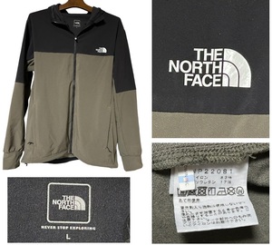 希少ノースフェイスNortｈFace刺入りNP22081ストレッチ・ナイロン・パーカー・ジャケット★カーキｘブラック★Ｌ