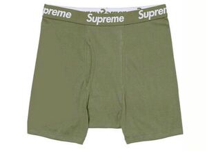 即決! 国内正規直営店購入! Supreme ’22S/S ☆ Supreme × Hanes ボクサーパンツ オリーブ XLサイズ 新品