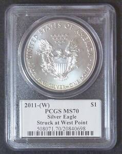 ☆★アメリカ 1$ 銀貨 2011年(W) PCGS MS70 サイン入り★☆