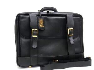 1円 ■美品■ Salvatore Ferragamo フェラガモ 24 3706 レザー カデナ 2WAY クロスボディトラベルバッグ 旅行かばん ブラック系 FL0261