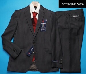 新品17.3万円 大手百貨店扱い 秋冬『Ermenegildo Zegna ゼニア TRAVELLER 伊製生地』ウール100% ストライプ スーツA5灰(H) 1020481