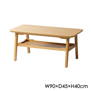 センターテーブル 幅90cm ローテーブル 棚付き 天然木 収納 アンティーク感 おしゃれ カフェ リビング 北欧 ナチュラル シンプル KOE-0706
