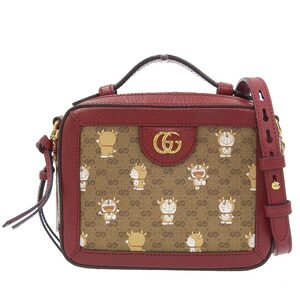 グッチ GUCCI ミニGGスプリーム 2WAY ショルダーバッグ ドラえもん ミニGGスプリーム/レザー ベージュ/レッド 655596 中古 新入荷 GU0576