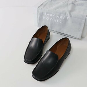 美品 マーガレットハウエル MARGARET HOWELL BLUNT TOE LOAFER レザーローファー シューズ 36/ブラック 黒 スリッポン【2400013545266】