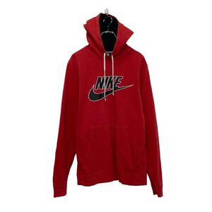 NIKE プリント スウェット パーカー ナイキ M レッド 裏起毛 プルオーバー 古着卸 アメリカ仕入 a607-5755