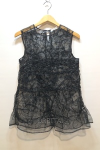 経堂) セシリーバンセン CECILIE BAHNSEN オーガンシー ブラウス UTANIA SLEEVELESS TOP サイズUK6 定価13万位 ブラック