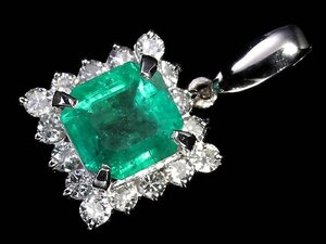 OI13669T【1円～】新品【RK宝石】≪Emerald≫ 極上エメラルド 大粒1.37ct 極上ダイヤモンド Pt900 高級ペンダントヘッド ネックレス ダイヤ