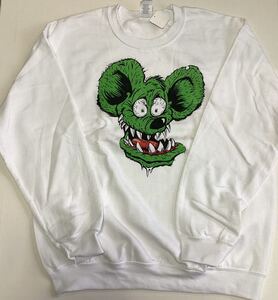 Rat Fink (ラット フィンク) トレーナー ◆GILDAN◆スウェット ◆白◆Ｌサイズ◆長期保管デッドストック未着用◆タグ付き