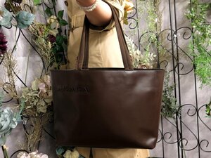 ●超美品●PRADA プラダ●ロゴ型抜き●カーフ レザー 本革●トート バッグ●ダークブラウン●SV金具●肩掛け●A4 書類 かばん●Js53762