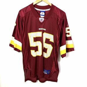 ■ リーボック NFL ワシントン・レッドスキンズ ARRINGTON #56 ラバー・アリントン メッシュ フットボール Tシャツ エンジ S 古着 ■