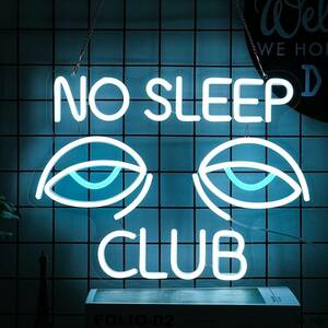 ネオンサイン No Sleep Club Eyesネオンライト ホワイトブルー edネオン管 壁の装飾 調光可能 パーティー オフィス ベッドルーム