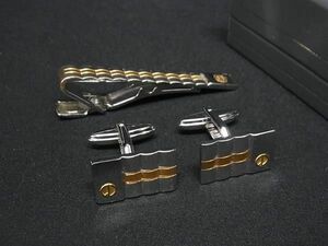 ■美品■ dunhill ダンヒル カフス カフリンクス ネクタイピン タイピン ビジネス 紳士 2点セット シルバー系 DD7294