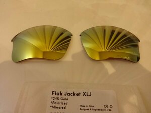 POLARIZED刻印入り！★オークリー フラックジャケットXLJ用 カスタム偏光ハイグレードレンズ GOLD Color 新品 Flak Jacket XLJ