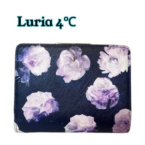 美品 Luria4℃ ルリア4℃ 二つ折り財布 花柄