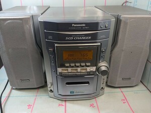 可動 パナソニック ミニコンポ 5CD ラジカセ ラジオ　カセット チェンジャー SA-PM11 changer オーディオ機器 Panasonic 120サイズ