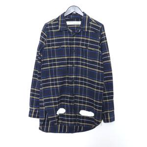 OFF-WHITE Diagonals Spray Check Shirt XSサイズ ブルー OMGA001S173660139901 オフホワイト ダイゴナルスプレーチェック長袖シャツ