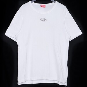 DIESEL Tシャツ Lサイズ ホワイト A17880-T-ADJUST-OD-0CLBR ディーゼル 半袖カットソー T-shirt with injection moulded logo tee