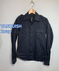 VANQUISH ヴァンキッシュ 2wayブラック長袖シャツ:44☆BT-29