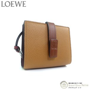 ロエベ （LOEWE） コンパクト ジップ ウォレット ストラップ 二つ折り 財布 C660Z41X01 ブルー×ブラウン系（中古）