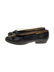 Salvatore Ferragamo◆フラットパンプス/UK4.5/BLK/レザー/62156/ヴァラリボン