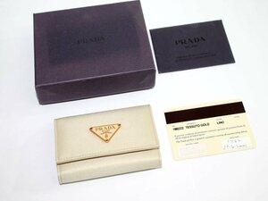 中古 直営店購入 良品 PRADA 6連 キーケース ナイロン ベージュ系 ギャランティカード有り 1M0222 プラダ USED品 リサイクルマート半田店