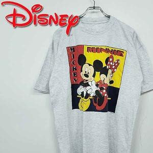 90s 古着 ディズニー ミッキー ＆ミニー Tシャツ グレー XL