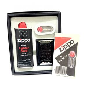 (M6005) ☆１円スタート☆ ZIPPO ジッポ　オイル　石付　セット　ブラック　 ライター　喫煙具　　