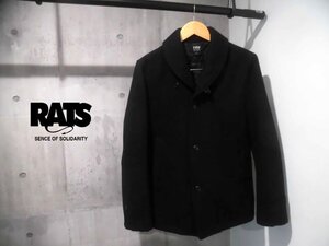 RATS ラッツ ショールカラー メルトンウール コート L/中綿入り メルトン ジャケット/黒 ブラック/メンズ/11RJ-1204/日本製