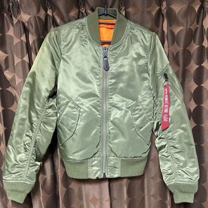 美品 希少サイズ ALPHA INDUSTRIES MA-1 フライトジャケット リバーシブル レディース S グリーン アルファ