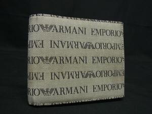 EMPORIO ARMANI エンポリオアルマーニ キャンバス 二つ折り 財布 ウォレット 小銭入れ 札入れ メンズ グレー系×ブラック系 DG9701